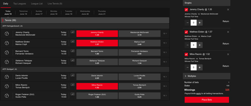 tennis parlay bet